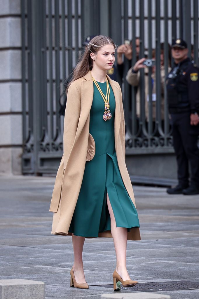MADRID, SPAIN - NOVEMBER 29: Crown Princess Leonor of Spain attends the solemn opening of the 15th legislature at the Spanish Parliament 29, 2023 in Madrid, Spain. (Photo by Paolo Blocco/Getty Images)