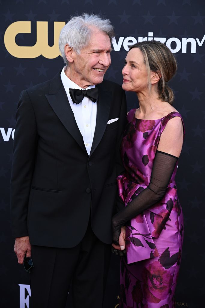 Harrison Ford and Calista Flockhart attend the 29th Annual Critics Choice Awards at Barker Hangar on January 14, 2024 in Santa Monica, California.