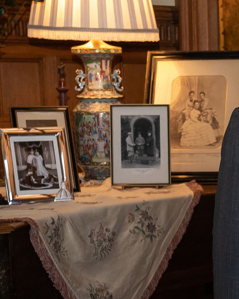 Royal portraits in the Saloon at Sandringham House