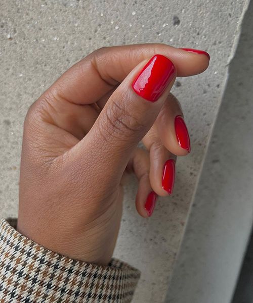 pillarbox red manicure by painted by jools
