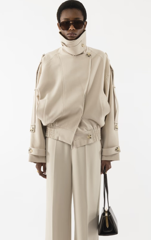 Cream funnel neck jacket