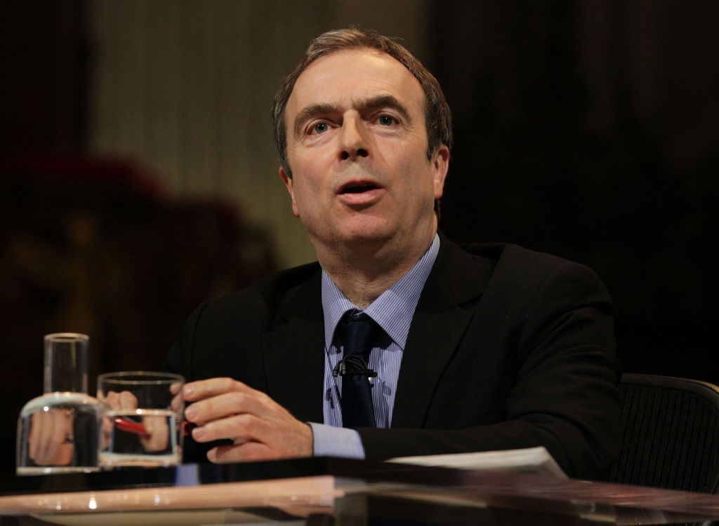Peter Hitchens during a warm-up question before the recording of BBC One's political debate programme, Question Time