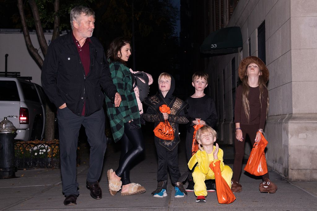  Alec Baldwin and Hilaria Baldwin are seen trick-or-treating with their children 