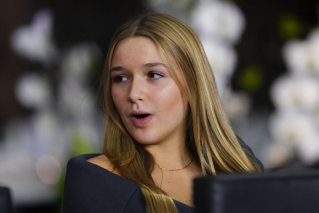 Harper Beckham, daughter of David and Victoria Beckham, looks on prior to the match between Inter Miami and Atlanta United during round one of the 2024 MLS Playoffs at Chase Stadium on October 25, 2024 in Fort Lauderdale, Florida. 