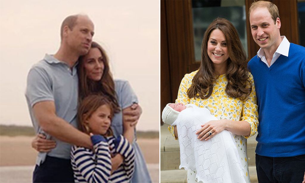 A split image of will kate and charlotte 