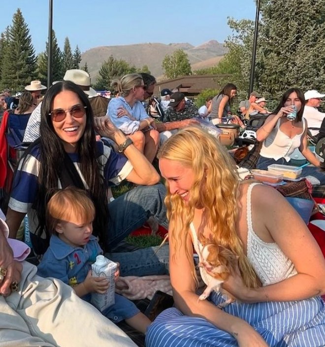 Photo shared by Demi Moore on Instagram of her daughter Rumer Willis and her daughter Louetta while attending the Sun Valley Music Festival in Idaho, August 6, 2024