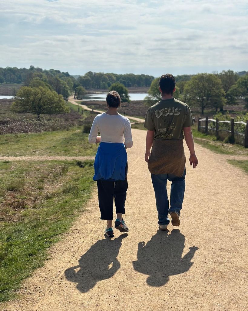 son with mother on walk 