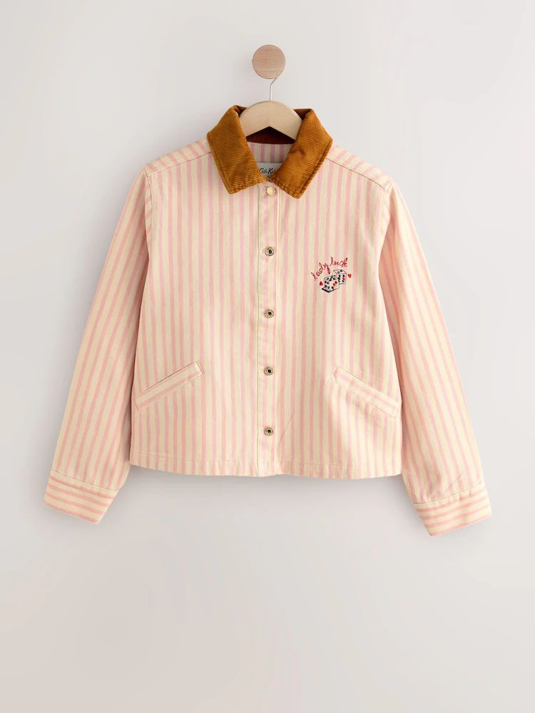 Cath Kidston Pink Stripe Collared Twill Jacket