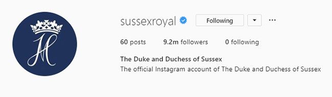 sussex royal no following