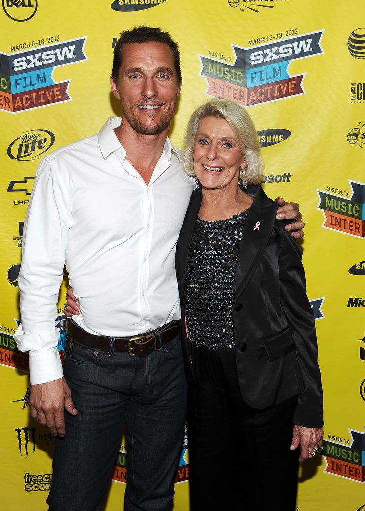 photo of matthew mcconaughey with arm around his mom on red carpet