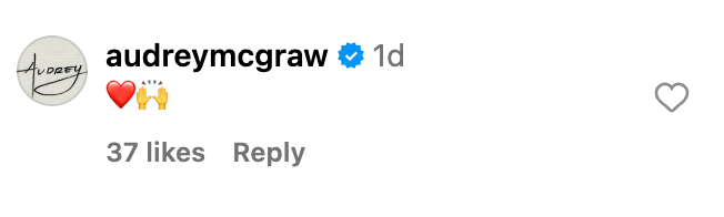 Le commentaire d'Audrey sur le post de son père