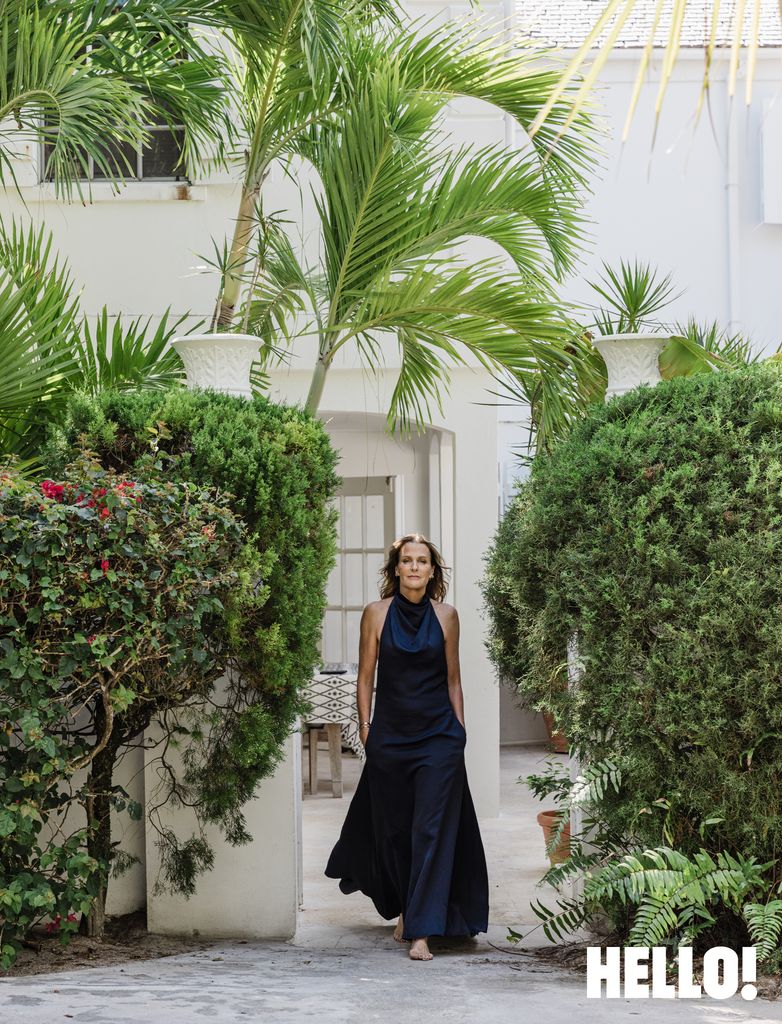 Woman in tropical setting