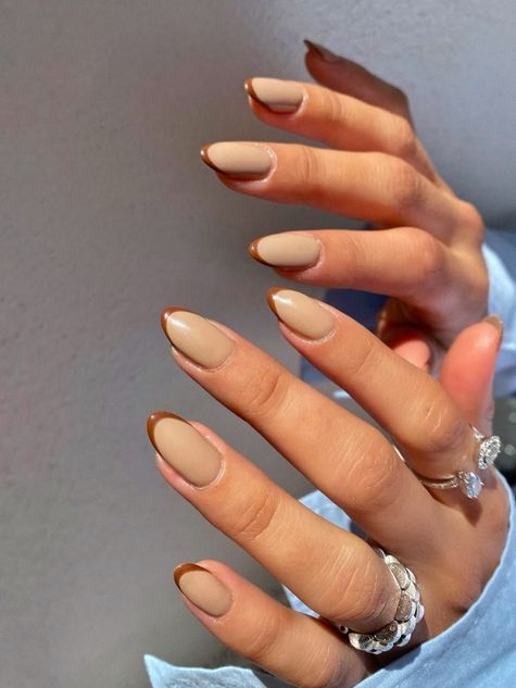 reverse french manicure in beige