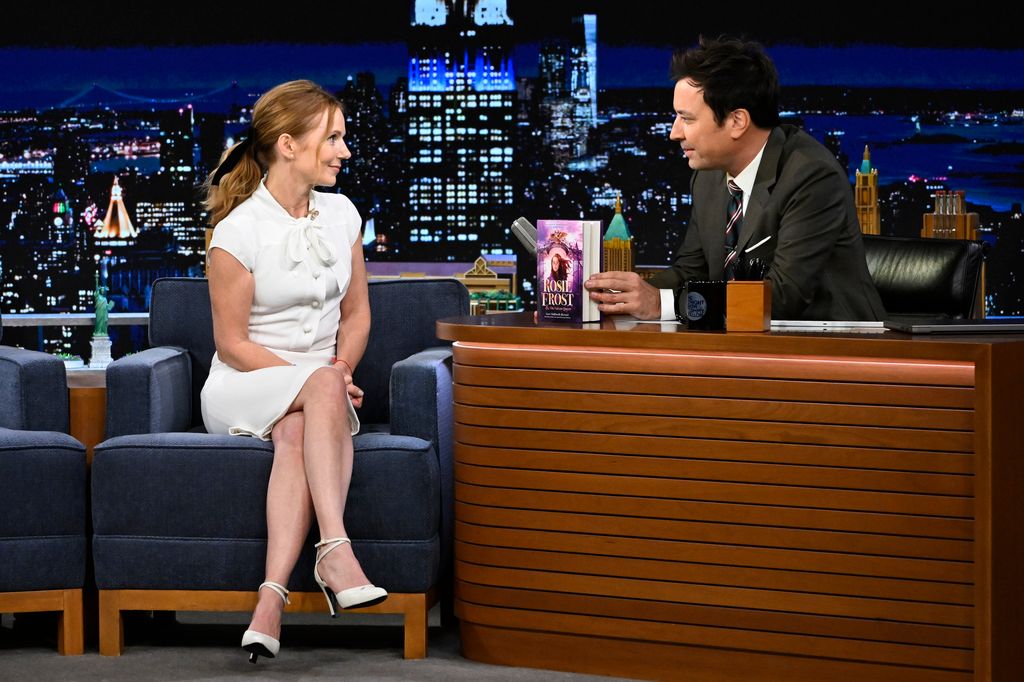 Geri Halliwell-Horner talking to Jimmy Fallon on his show 
