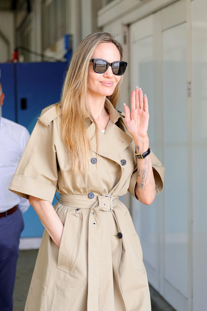 Angelina Jolie is seen arriving ahead of the 81st Venice International Film Festival 2024 on August 27, 2024 in Venice, Italy.