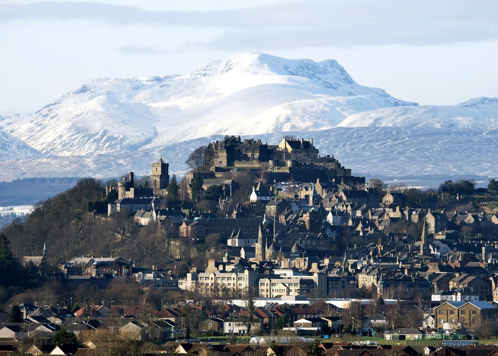 Mandatory Credit: Photo by Ian Rutherford/Shutterstock (5591932c)
Stirling Castle and old town with the snow covered mountain (Stuc a Chroin ) in the distance.
Stirling Castle, Scotland, Britain - 15 Feb 2016