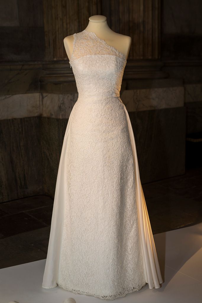 one shoulder dress on display