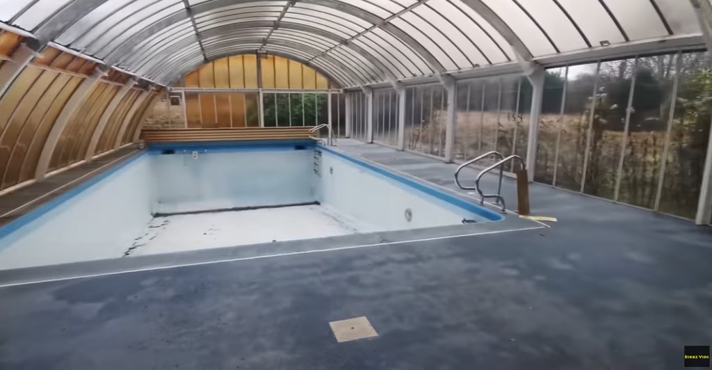 The former derelict pool house that was located at James Corden's home before he tore it down