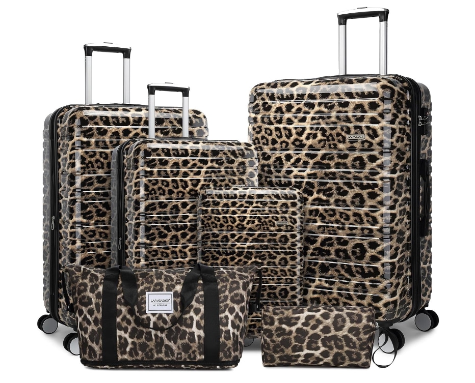 LARVENDER Luggage Sets 6 Piece leopard print  