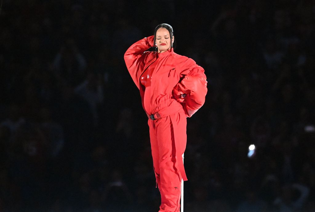 Rihanna performs during the Apple Music Super Bowl LVII Halftime Show at State Farm Stadium on February 12, 2023 in Glendale, Arizona