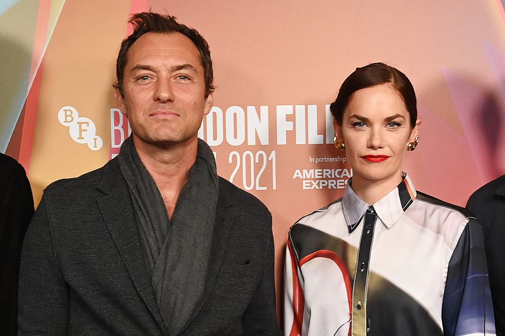 Jude Law and Ruth Wilson attend the UK Premiere of "True Things" during the 65th BFI London Film Festival at the BFI Southbank on October 10, 2021 in London, England