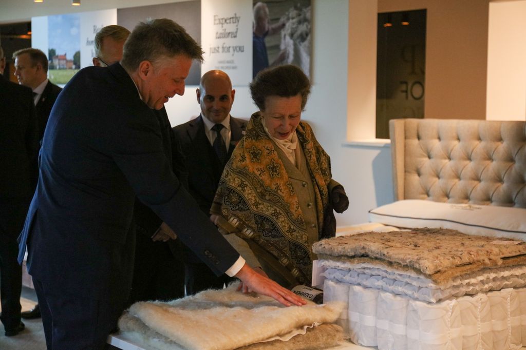 The Princess Royal learned about the textiles at the factory