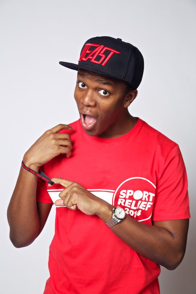 KSI in a Sport Relief red shirt