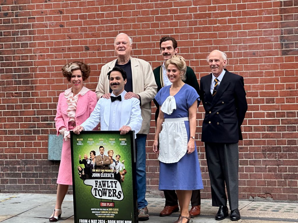 John Cleese with the cast of Fawlty Towers the Play