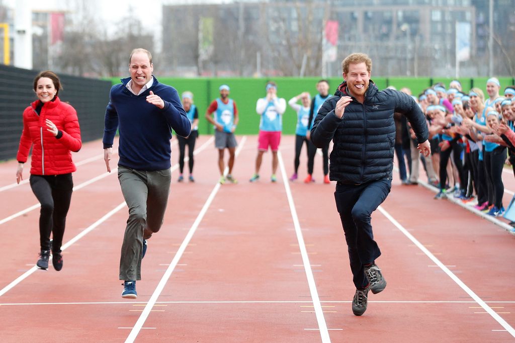 Kate Middleton, Prince William and Prince Harry running