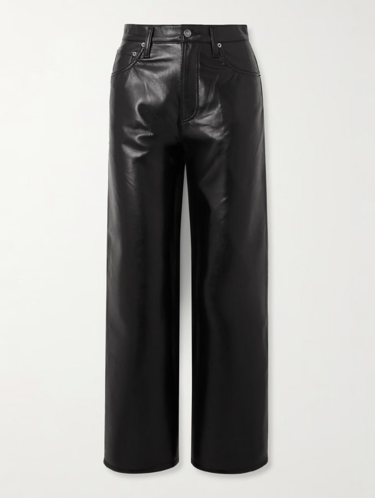 Ren Cropped High-Rise Wide-leg Leather Trousers