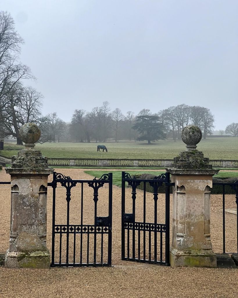 Althorp House gates in the mist 