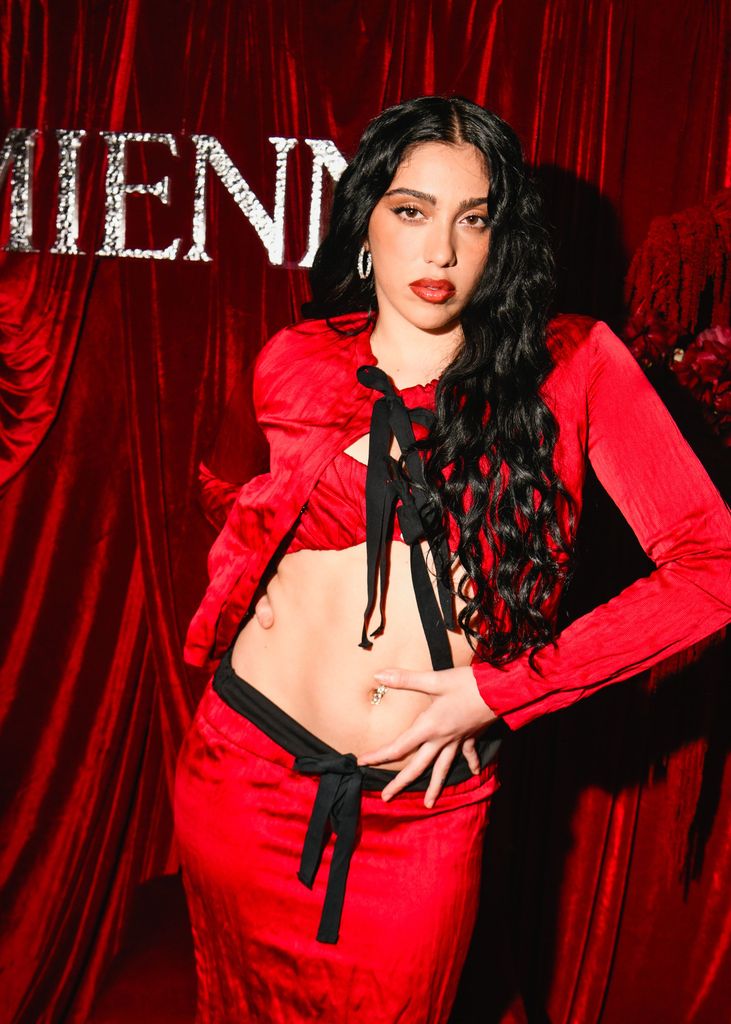 lourdes leon in red outfit exposing stomach