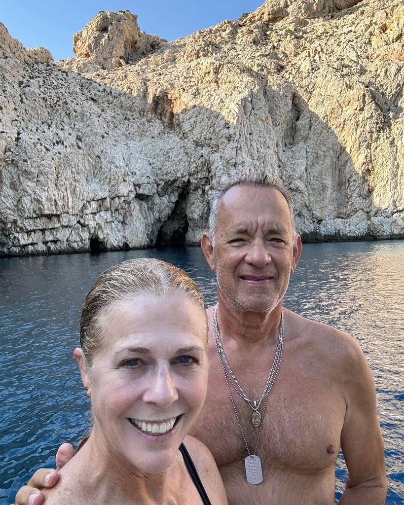 Tom Hanks and Rita Wilson selfie in the ocean