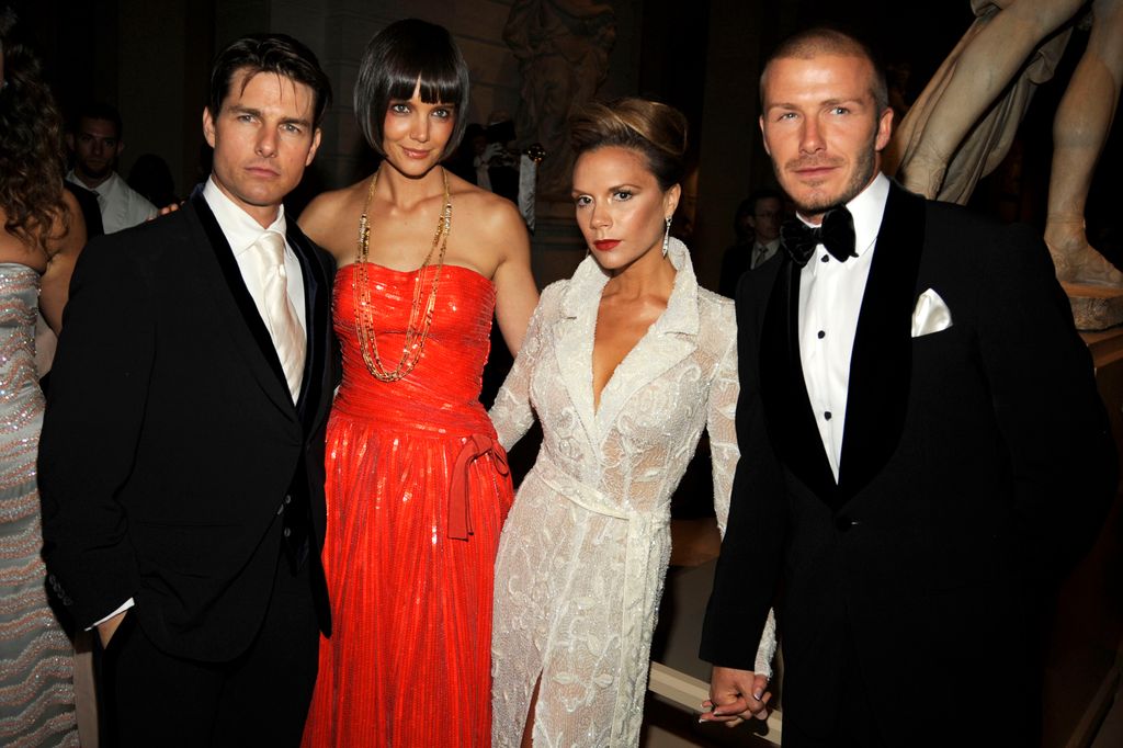 Tom Cruise, Katie Holmes, Victoria Beckham and David Beckham at the 2008 Met Gala 