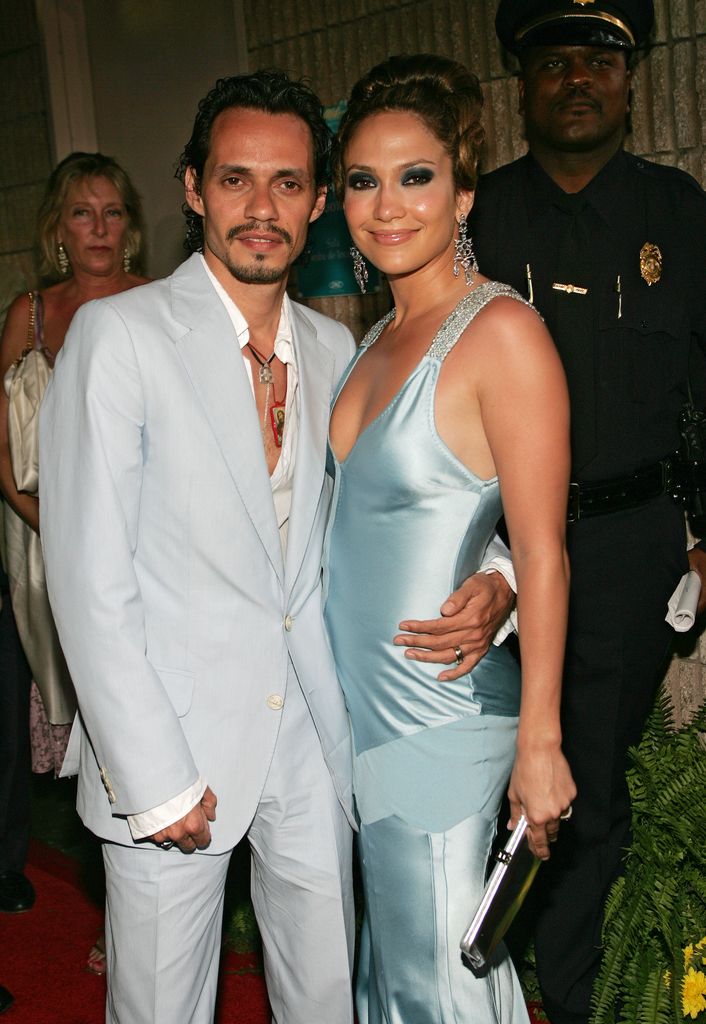 MIAMI - APRIL 28: Actress/singer Jennifer Lopez and husband singer/actor Marc Anthony arrive at the 2005 Billboard Latin Music Awards at the Miami Arena on April 28, 2005 in Miami, Florida. (Photo by Alexander Tamargo/Getty Images) 