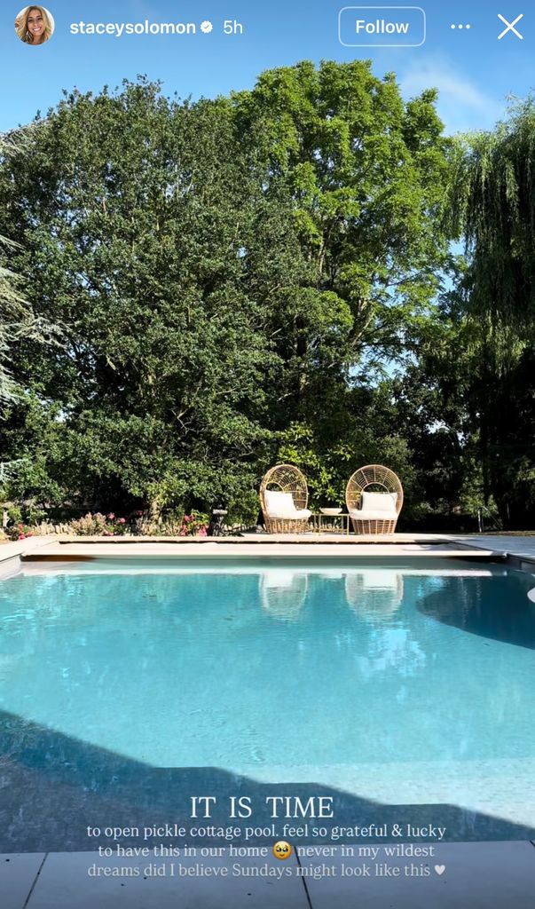 Stacey's pool with trees in background