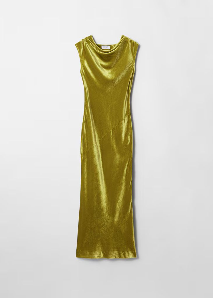 Draped Velvet Maxi Dress
