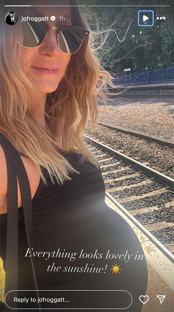 Joanne Froggatt showing off her baby bump in a selfie. 