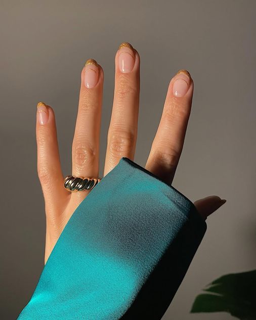 gold french manicure