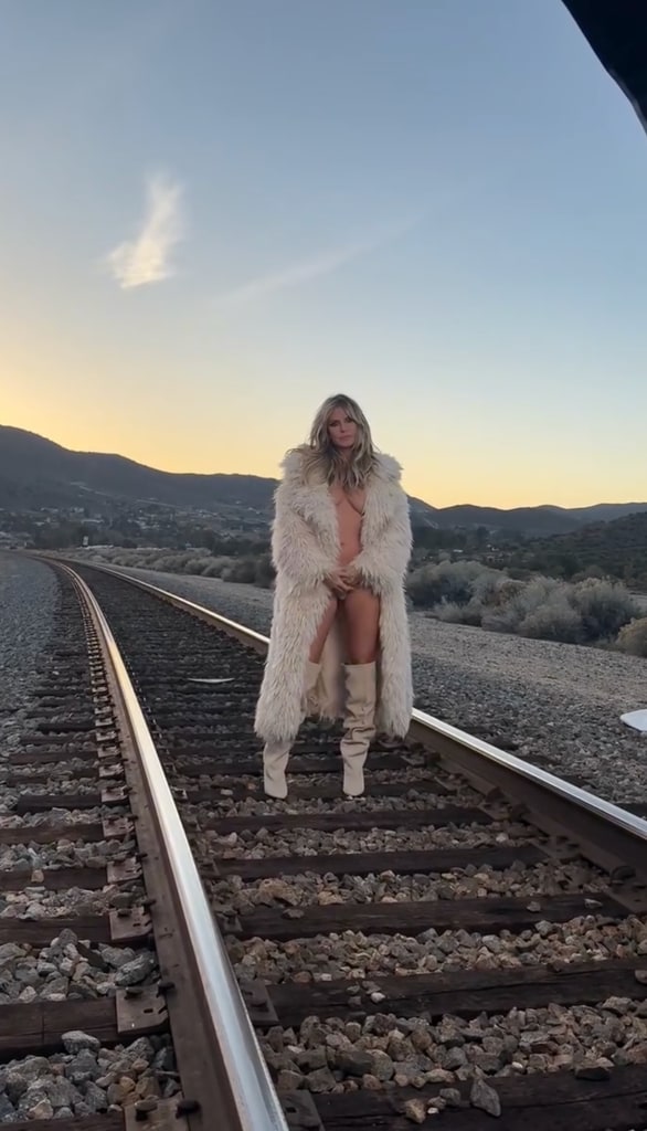 heidi klum topless fur coat