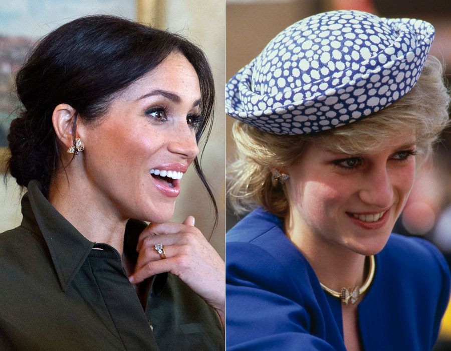 princess diana and meghan markle butterfly earrings