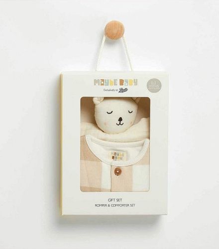 Maybe Baby Check Romper & Comforter Gift Set