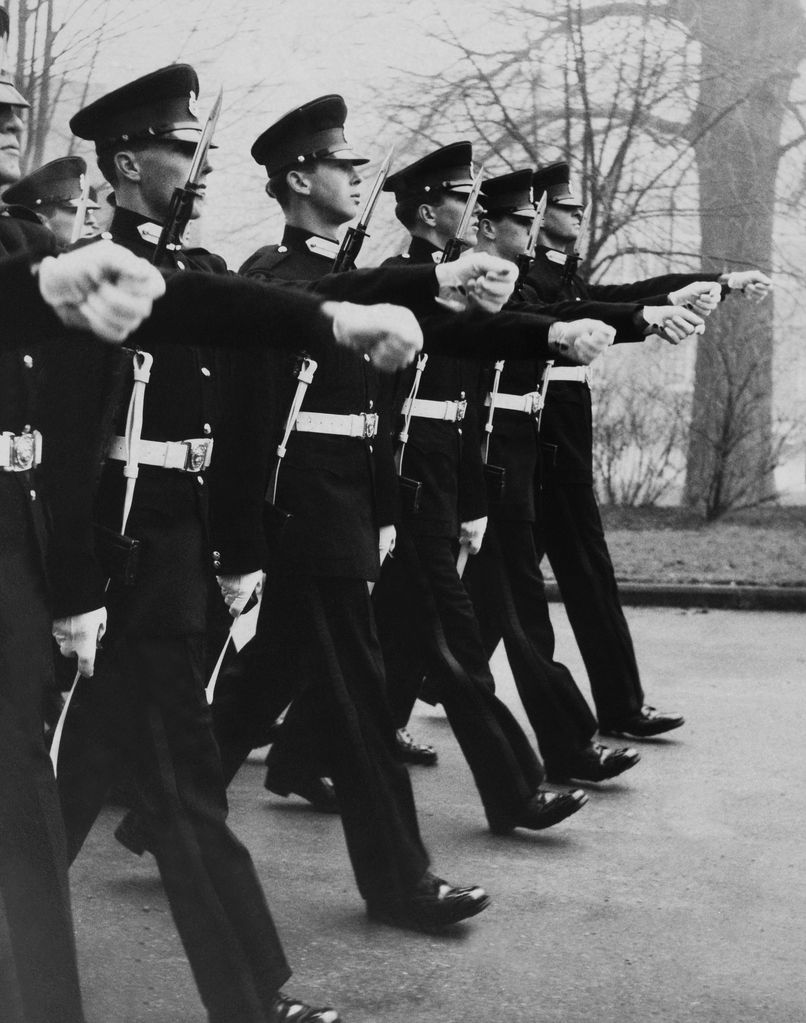 officers marching in parade at sandhurst 