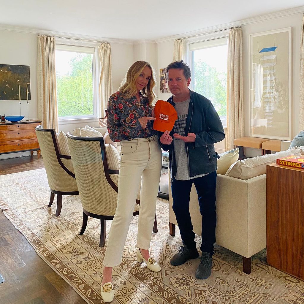 Michael J Fox posed with his wife at home in his former home