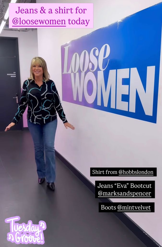 Ruth Langsford showing off her M&S jeans with a twirl to the camera