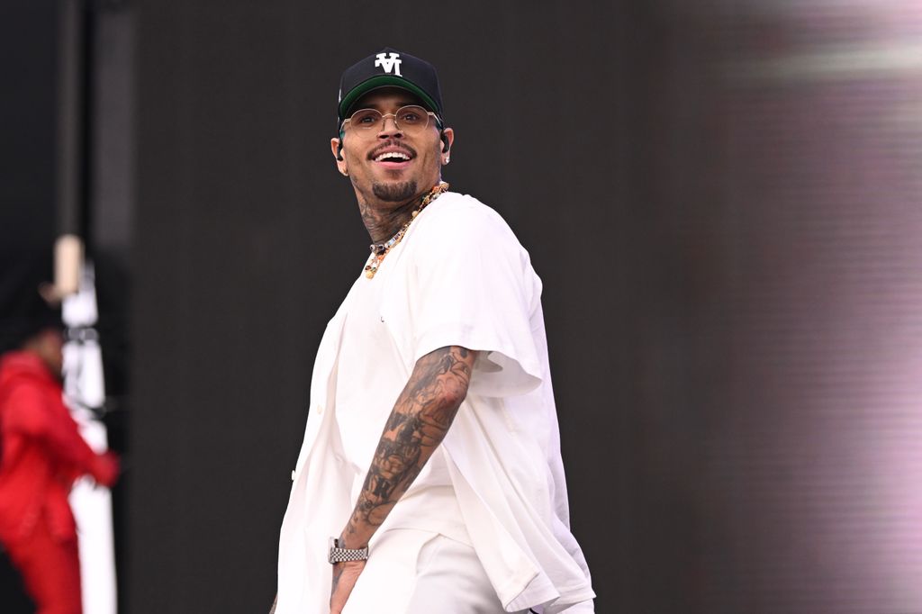 Chris Brown performs during the Lovers & Friends Music Festival at the Las Vegas Festival Grounds on May 06, 2023