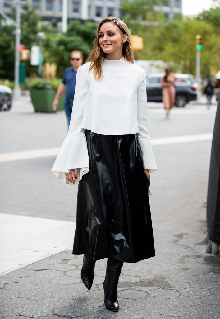 Olivia Palermo leather skirt