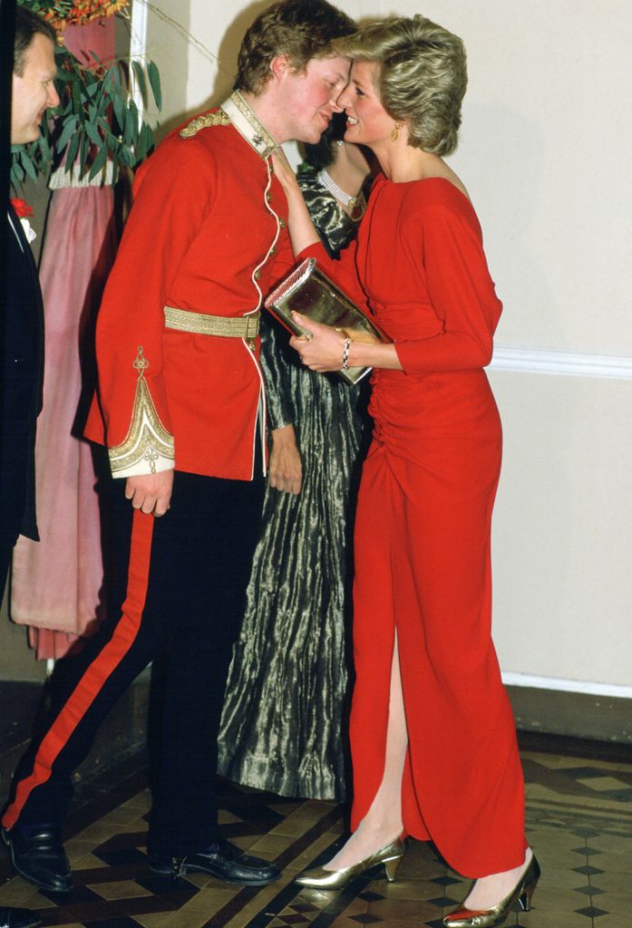 Charles Spencer kissing Princess Diana on the cheek