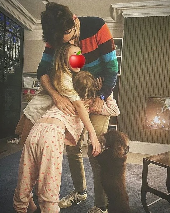 David Tennant and his kids in their living room