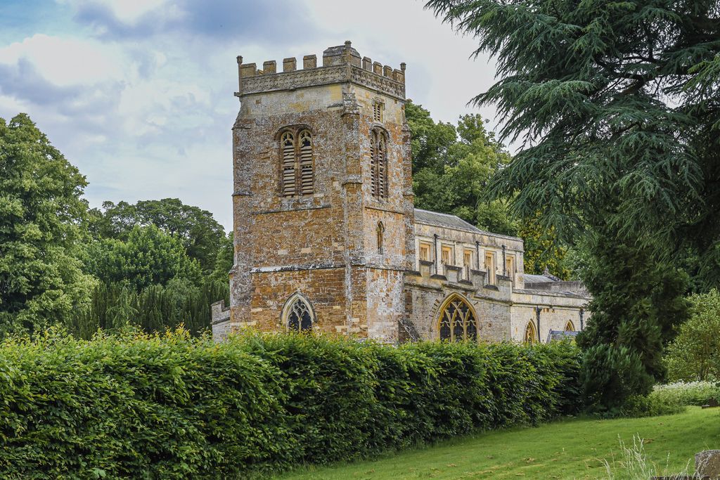 An exterior shot of a church